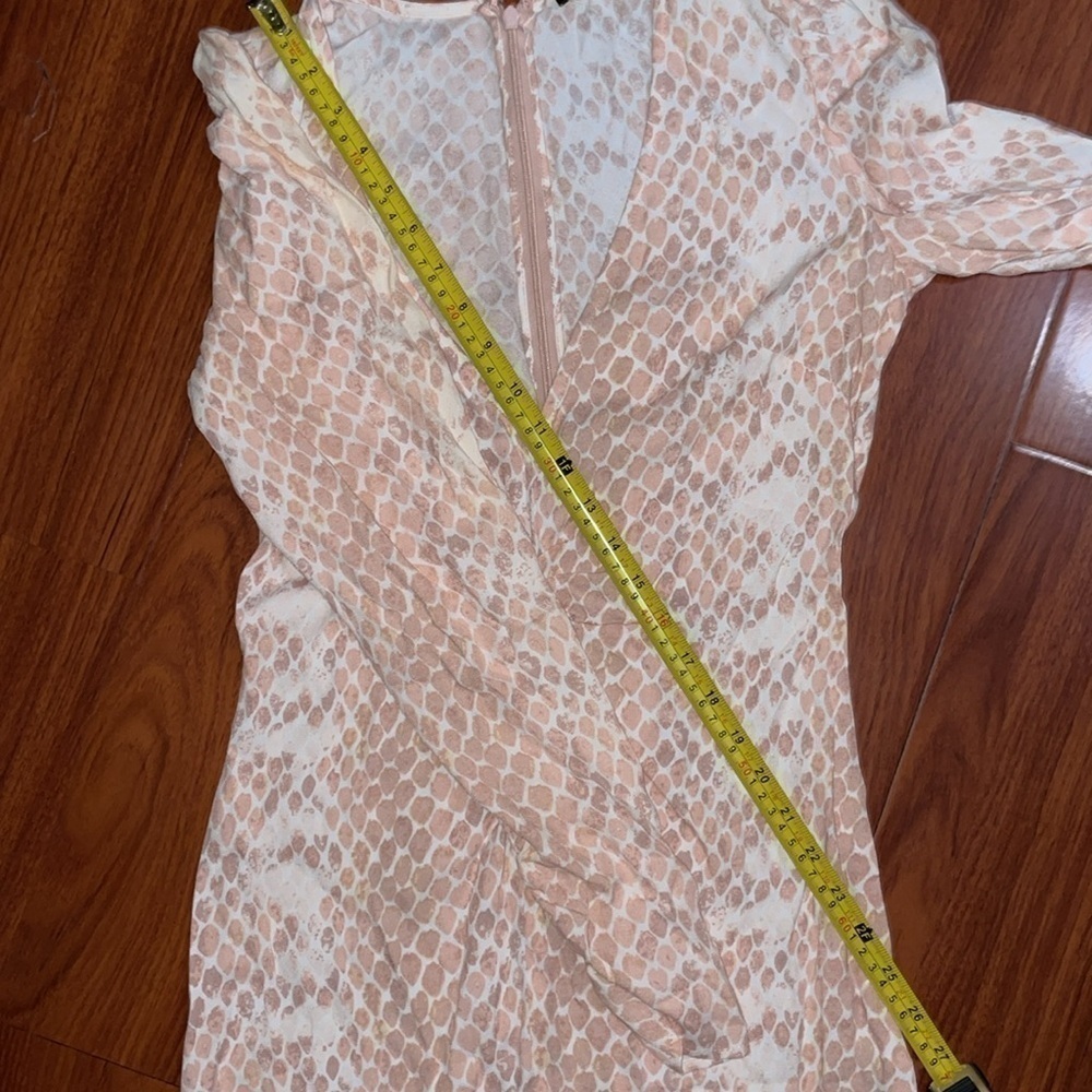 AFRM Revolve Pink Snakeskin Puff Sleeve maxi Dress front slit size S P NWOT - Picture 8 of 11